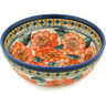 Polish Pottery Bowl 7&quot; Peach Poppies UNIKAT