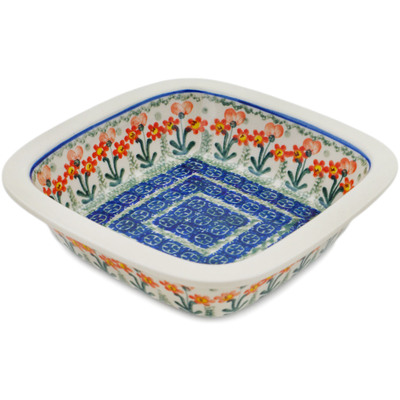 Polish Pottery Bowl 7&quot; Peach Spring Daisy