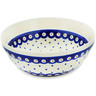 Polish Pottery Bowl 7&quot; Peacock Dots