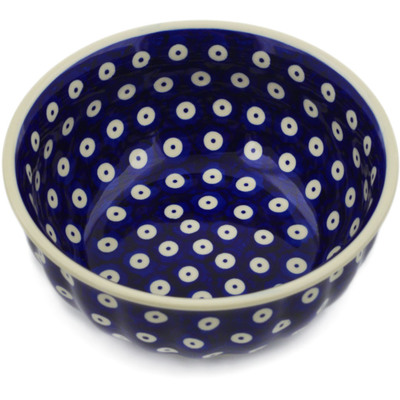 Polish Pottery Bowl 7&quot; Peacock Eyes