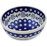 Polish Pottery Bowl 7&quot; Peacock Forget-me-not