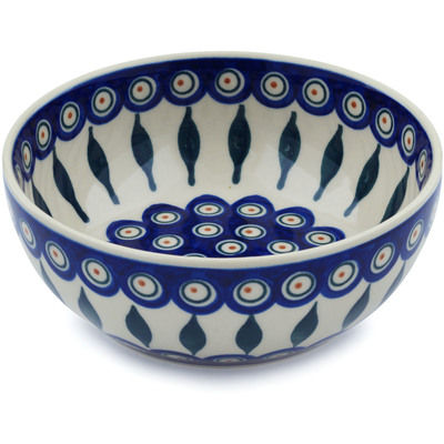 Polish Pottery Bowl 7&quot; Peacock