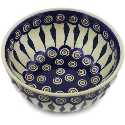 Polish Pottery Bowl 7&quot; Peacock