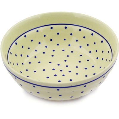 Polish Pottery Bowl 7&quot; Polka Dot