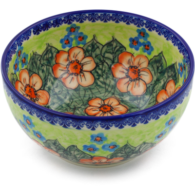 Polish Pottery Bowl 7&quot; Poppies UNIKAT