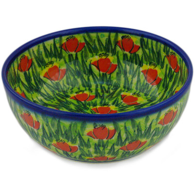 Polish Pottery Bowl 7&quot; Poppy Fever UNIKAT