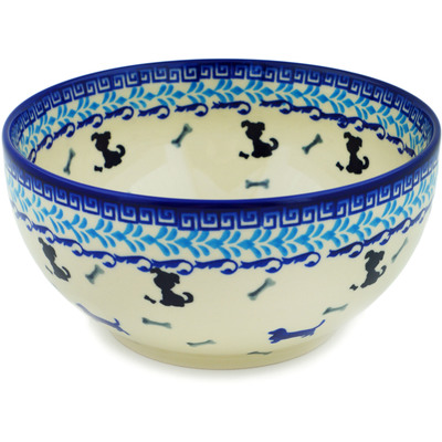 Polish Pottery Bowl 7&quot; Puppy Pleasure