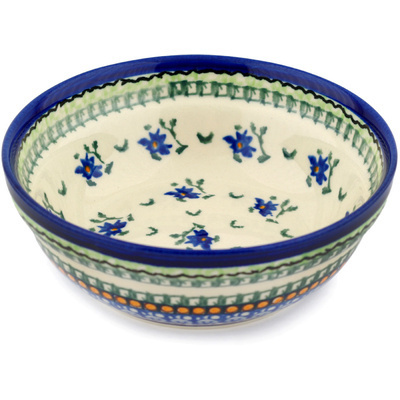 Polish Pottery Bowl 7&quot; Purple Iris