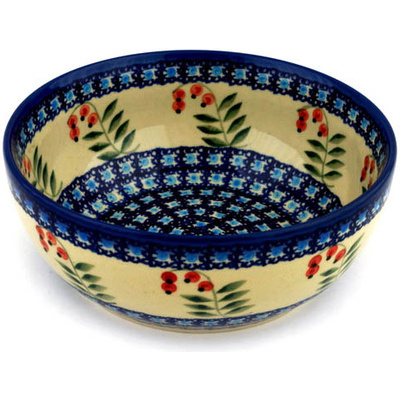 Polish Pottery Bowl 7&quot; Red Berries