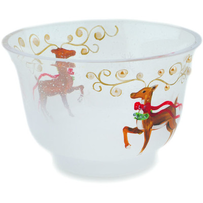 Polish Pottery Bowl 7&quot; Reindeer Games