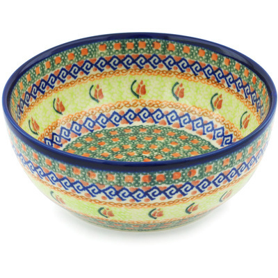 Polish Pottery Bowl 7&quot; Ring Of Roses