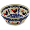 Polish Pottery Bowl 7&quot; Rooster Parade
