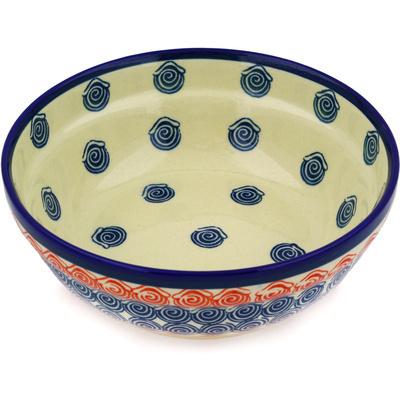 Polish Pottery Bowl 7&quot; Rose Tips