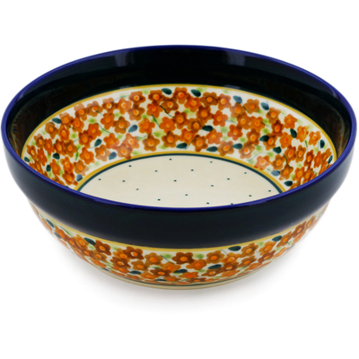 Polish Pottery Bowl 7&quot; Russett Floral