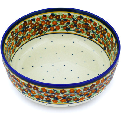 Polish Pottery Bowl 7&quot; Russett Floral