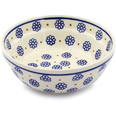 Polish Pottery Bowl 7&quot; Simple Daisies