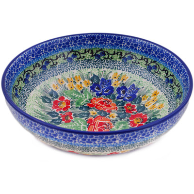 Polish Pottery Bowl 7&quot; Splendid Meadow UNIKAT