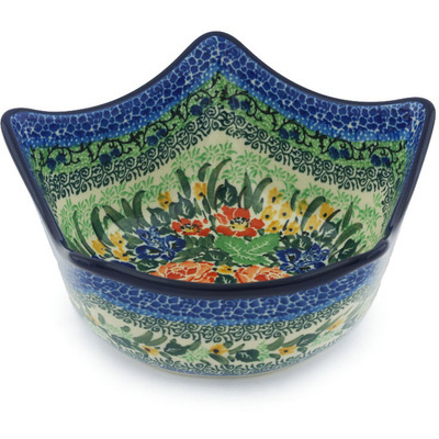 Polish Pottery Bowl 7&quot; Splendid Meadow UNIKAT