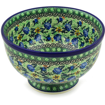 Polish Pottery Bowl 7&quot; Spring Blooms UNIKAT