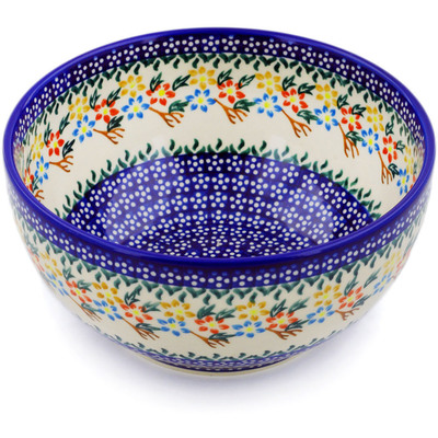 Polish Pottery Bowl 7" Spring Flower Ring