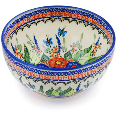 Polish Pottery Bowl 7&quot; Spring Splendor