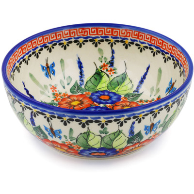 Polish Pottery Bowl 7&quot; Spring Splendor