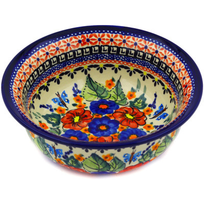 Polish Pottery Bowl 7" Spring Splendor UNIKAT