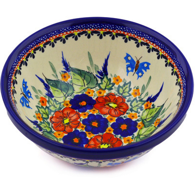 Polish Pottery Bowl 7&quot; Spring Splendor UNIKAT