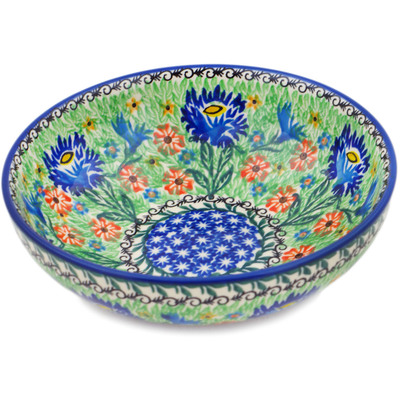 Polish Pottery Bowl 7&quot; Sprouting Cupids UNIKAT