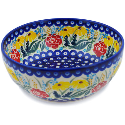 Polish Pottery Bowl 7&quot; Summer&#039;s Garden UNIKAT