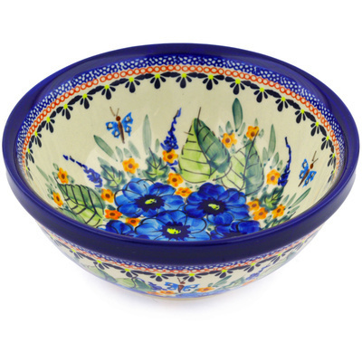 Polish Pottery Bowl 7&quot; Summer Splendor UNIKAT