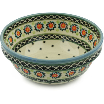 Polish Pottery Bowl 7&quot; Sunburt Circle