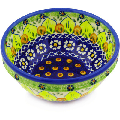 Polish Pottery Bowl 7&quot; Sunflower Power UNIKAT