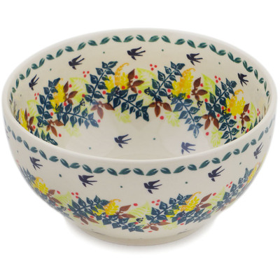 Polish Pottery Bowl 7&quot; Sunny Swallow UNIKAT