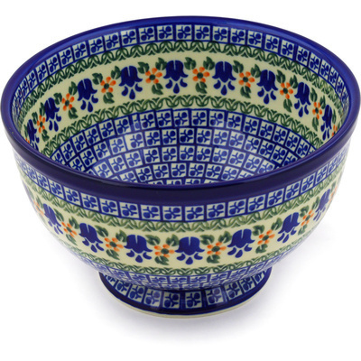 Polish Pottery Bowl 7&quot; Texas Bluebell