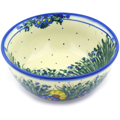 Polish Pottery Bowl 7&quot; Wildflower Meadow