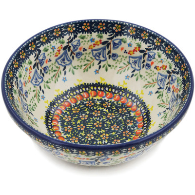 Polish Pottery Bowl 7&quot; Wildflower Meadow UNIKAT