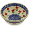 Polish Pottery Bowl 7&quot; Wind-blown Poppies