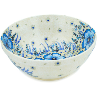 Polish Pottery Bowl 8&quot; Arctic Florescence UNIKAT