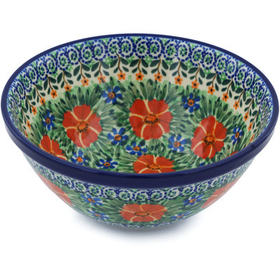 Polish Pottery Bowl 8&quot; Beautiful Surprise UNIKAT