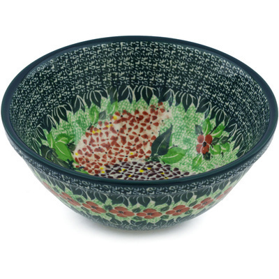 Polish Pottery Bowl 8&quot; Berry Beautiful UNIKAT