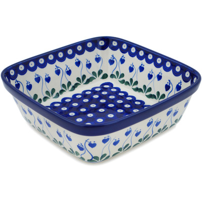 Polish Pottery Bowl 8&quot; Bleeding Heart Peacock