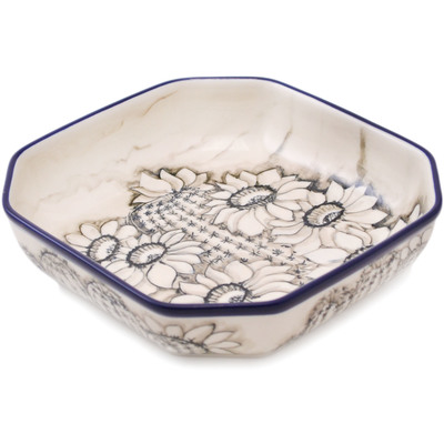 Polish Pottery Bowl 8&quot; Blooming Cactus UNIKAT