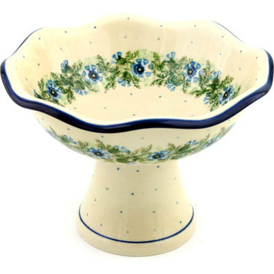 Polish Pottery Bowl 8&quot; Blue Bell Wreath