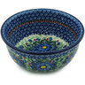 Polish Pottery Bowl 8&quot; Blue Bud Delight UNIKAT