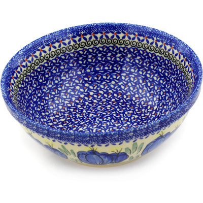 Polish Pottery Bowl 8" Blue Bulbs