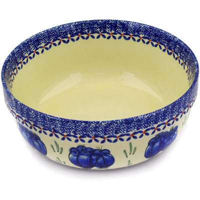 Polish Pottery Bowl 8&quot; Blue Bulbs