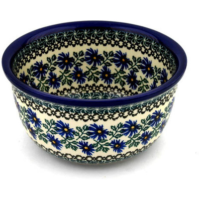 Polish Pottery Bowl 8&quot; Blue Chicory