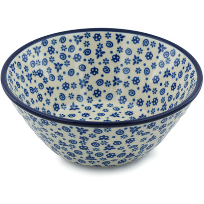 Polish Pottery Bowl 8&quot; Blue Confetti