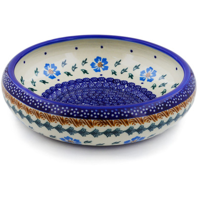Polish Pottery Bowl 8&quot; Blue Cornflower